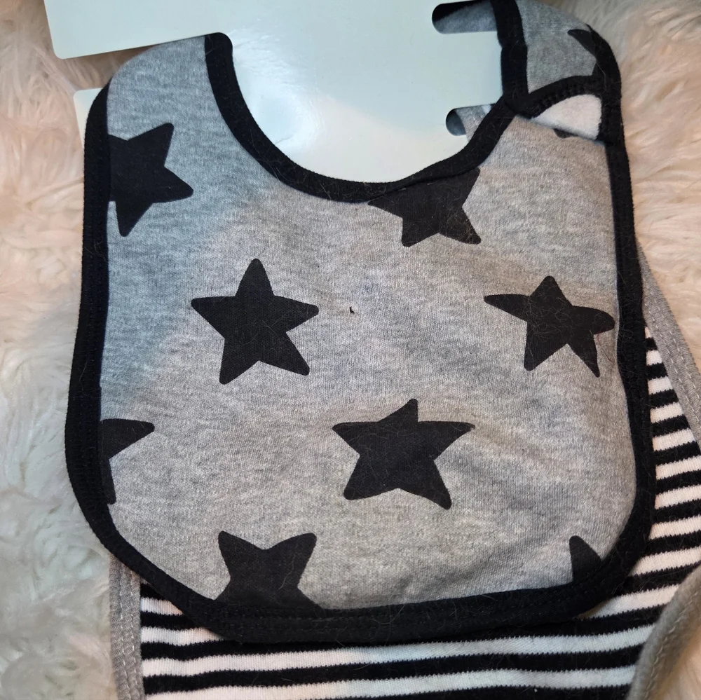 Cloud Island Gray Black Cotton Bib Set 5 Pack
